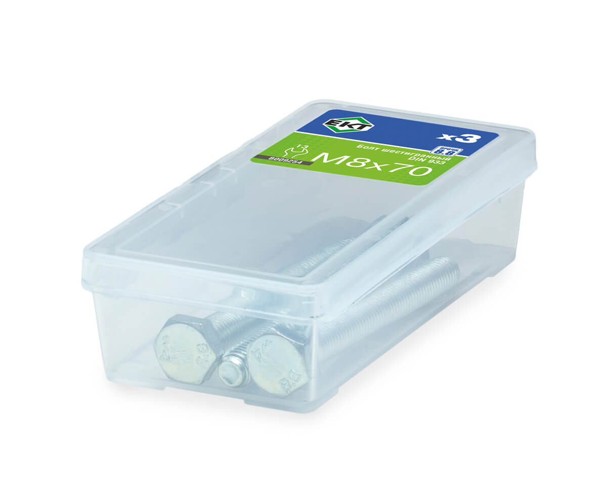 Болт шестигранный 8х 70, цинк, прочн. 8.8 DIN 933 (ГОСТ 7798-70) (упак/3шт)