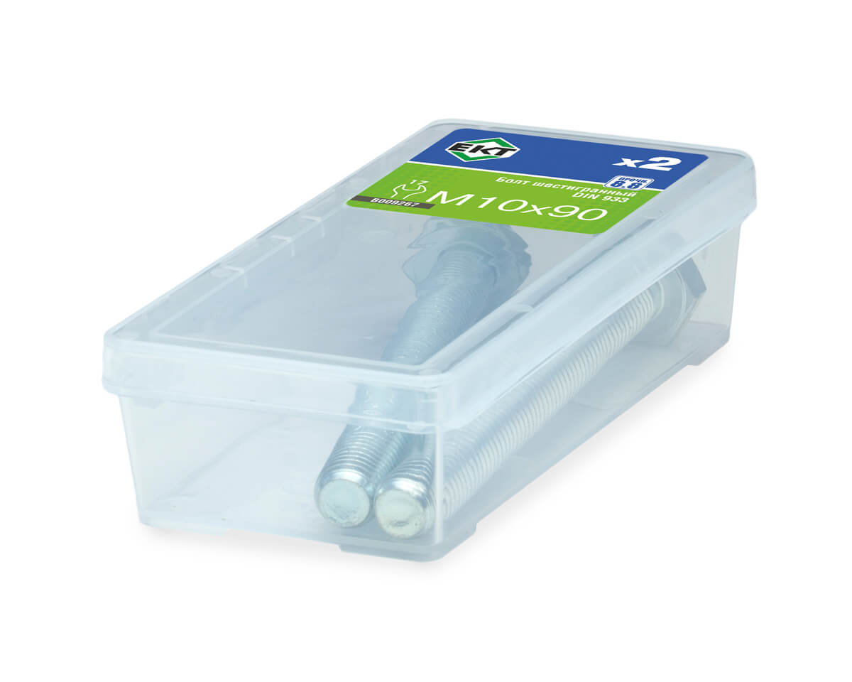 Болт шестигранный 10х 90, цинк, прочн. 8.8 DIN 933 (упак/2шт)