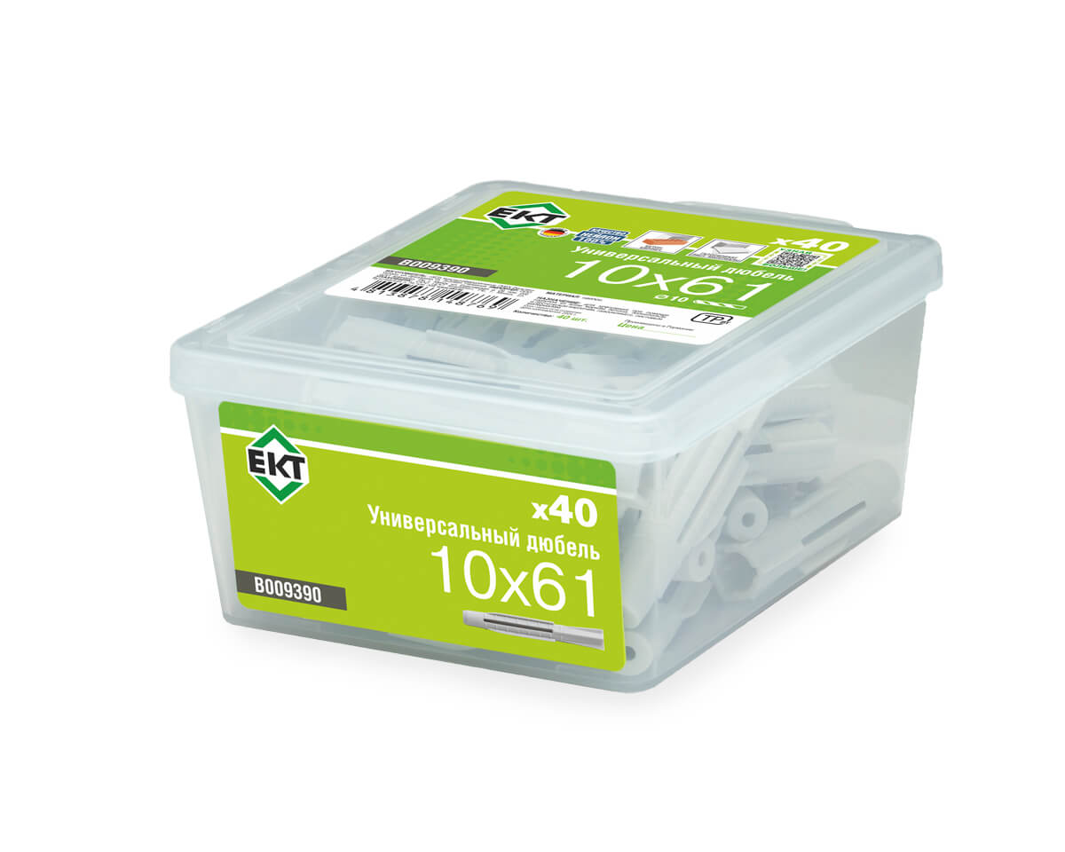 Универсальный дюбель UDD 10x61, НЕЙЛОН, в пласт. контейнере (упак/40шт) ЕКТ
