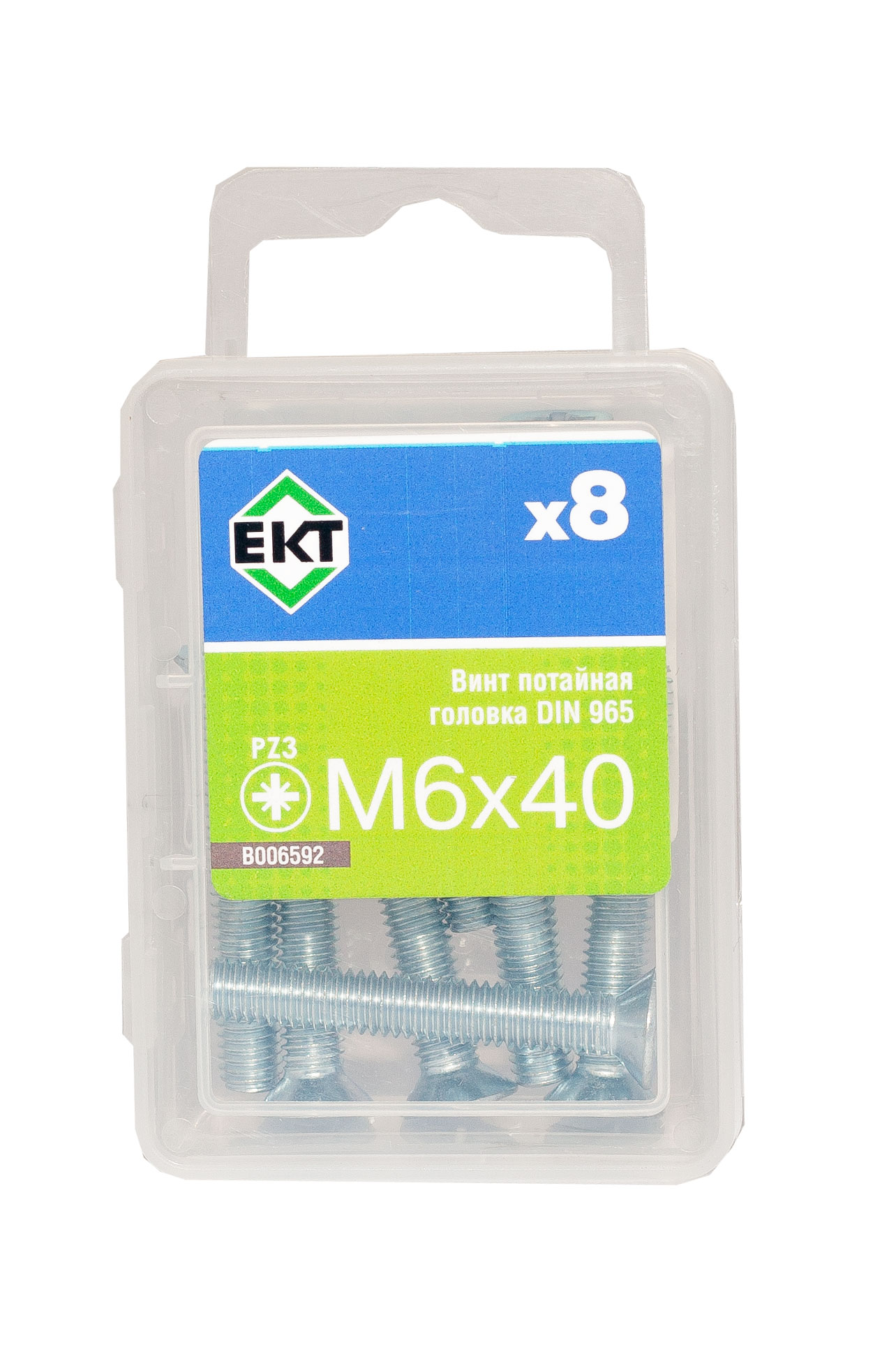 Винт 6х 40 пот. гол. POZI, цинк, DIN 965 (упак/8шт)
