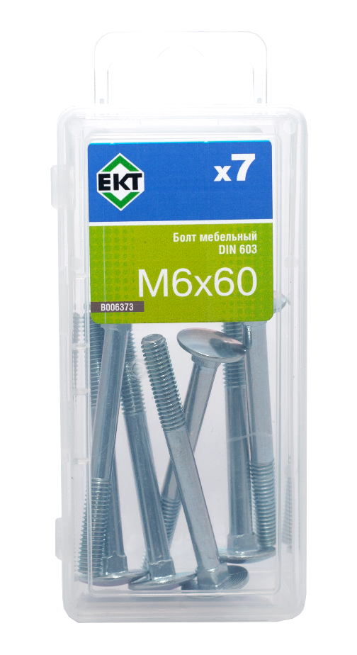 Болт мебельный 6х 60, цинк, прочн. 4.8 DIN 603, (упак/7шт)