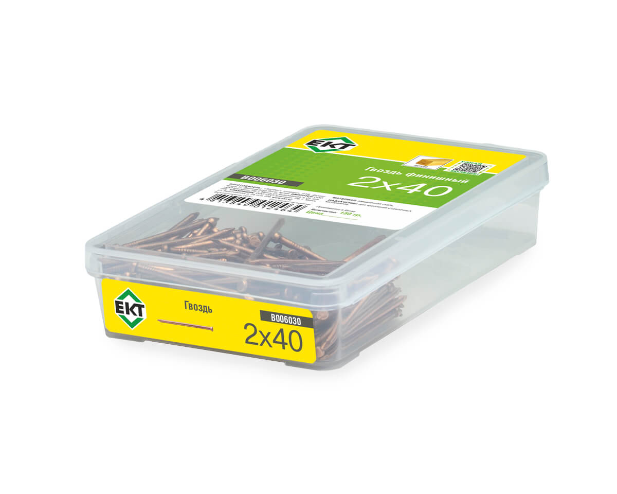 Гвоздь финишный 2,0x40, омедненный, в пласт. контейнере (упак/0,15кг)