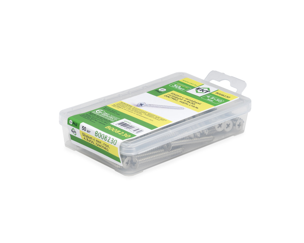 Шуруп с потайной головкой SDC-S, 4.8х50, DIN7982, нерж. сталь (упак/50шт)