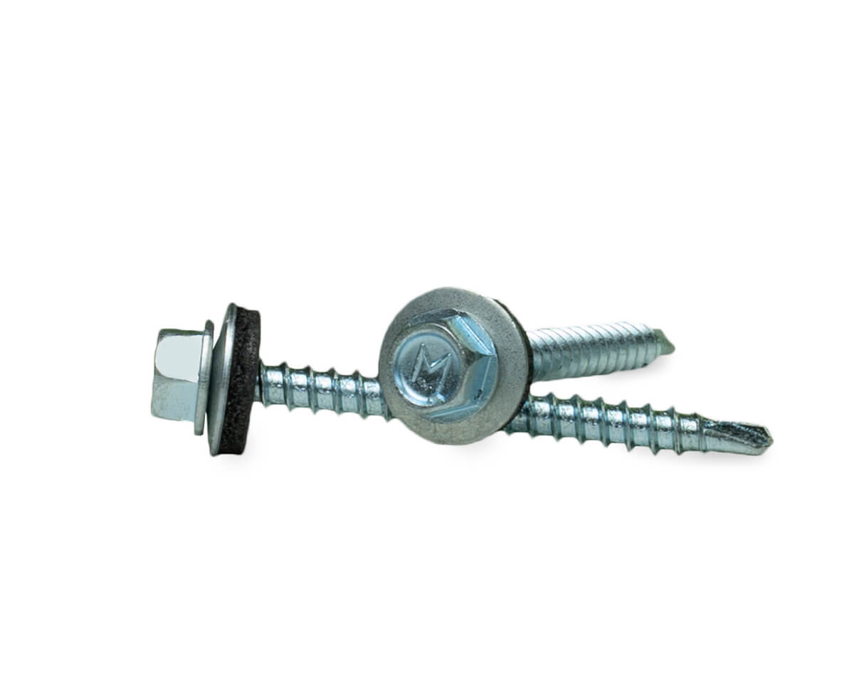 Саморез кровельный 4,8х50 сверло, цинк, с резиновой прокладкой, в пласт. контейнере (упак/50шт)