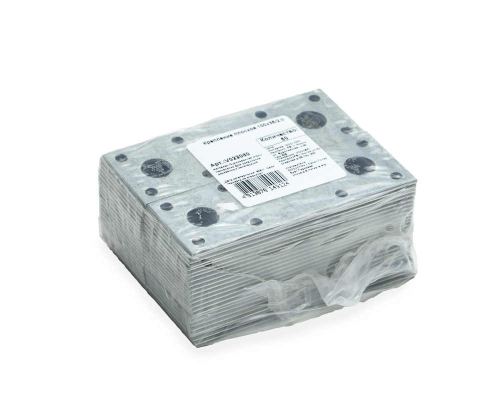 Крепежная пластина оцинкованная 100x35x2,0 мм КР-100 (упак/50шт)