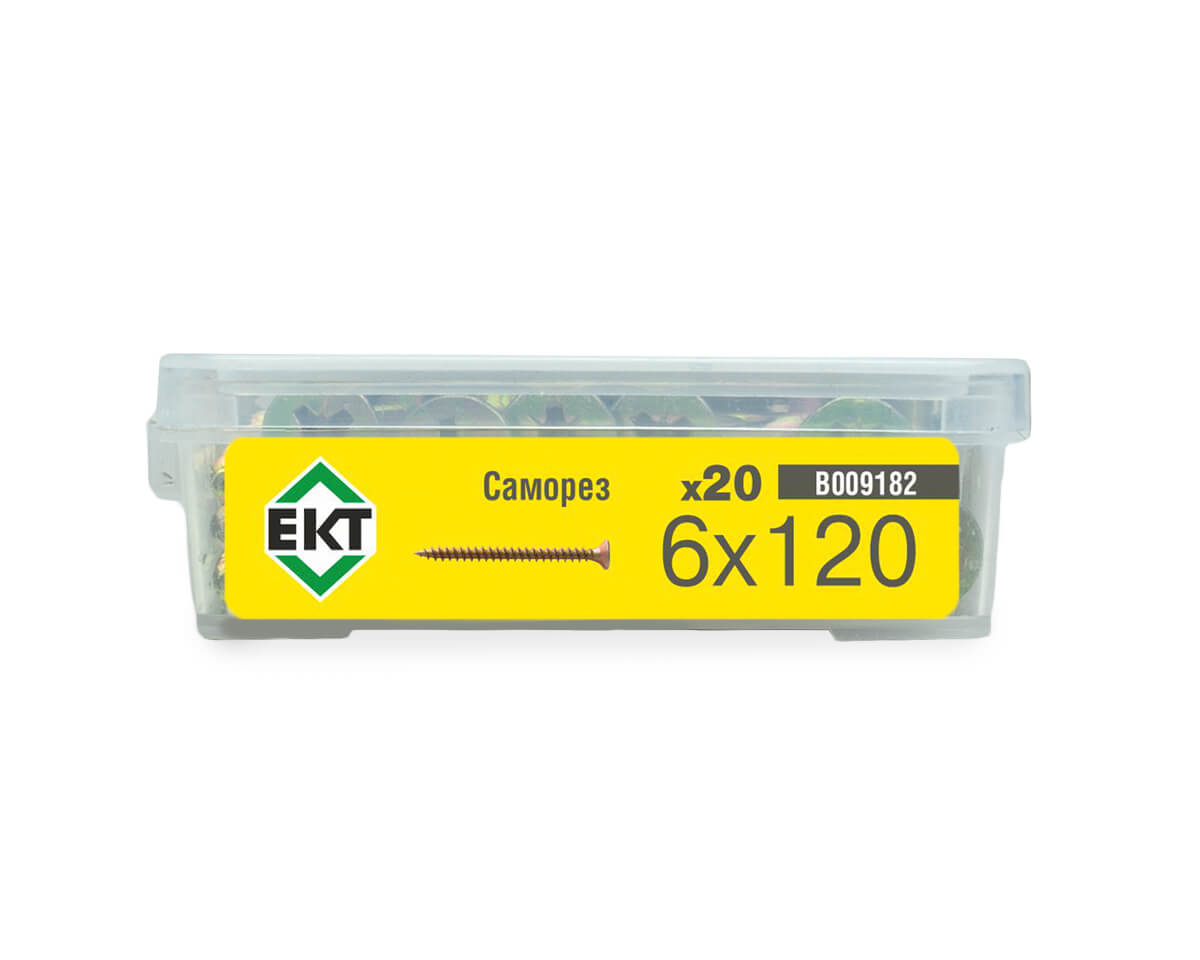 Саморез, желтый цинк 6,0х120 в пласт. контейнере (упак/20шт)