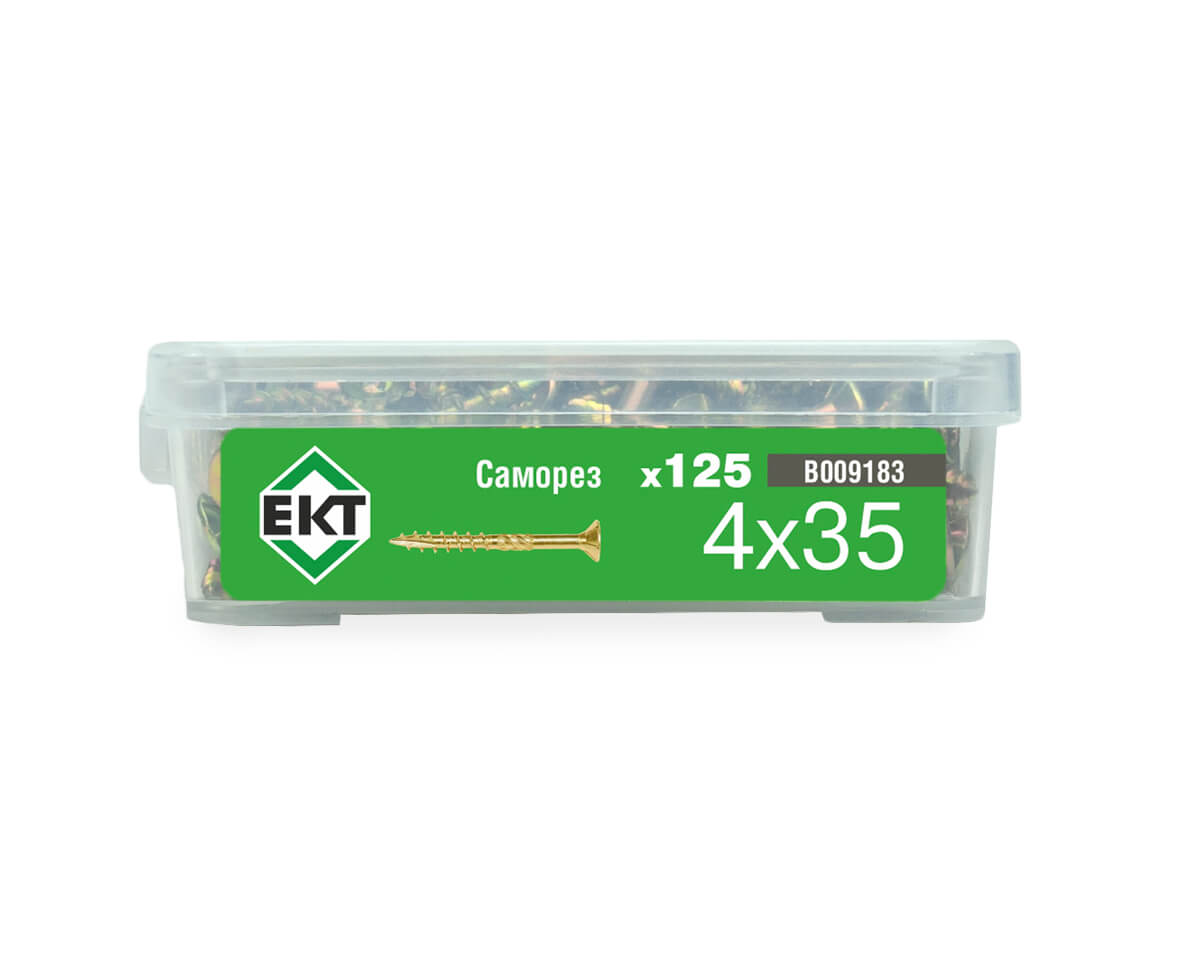 Саморез конструкционный 4.0х35, потай, желтый цинк, ЕКТ (пласт.конт./125шт)
