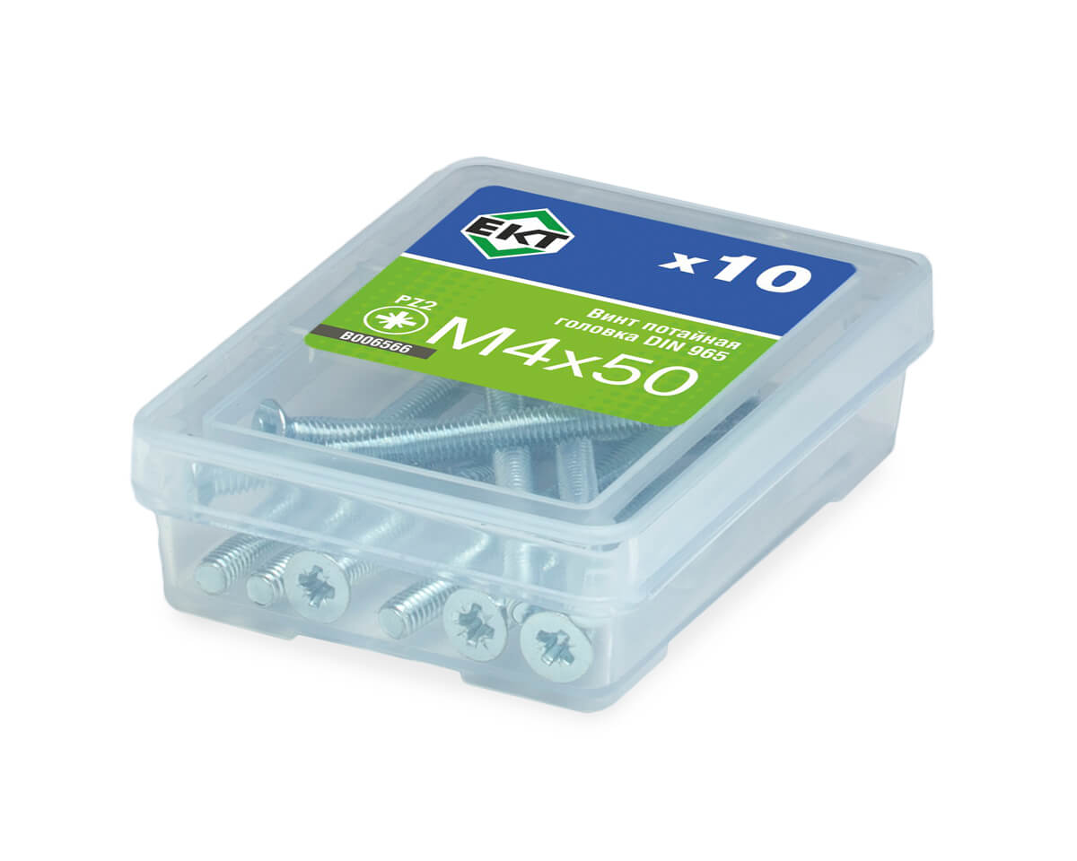 Винт 4х50 пот. гол. POZI, цинк, DIN 965 (упак/10шт)