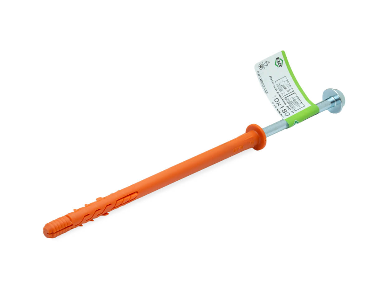 Рамный дюбель с шурупом ЕКТ RD-H 10x180 цилиндр, НЕЙЛОН (с этик./1шт)