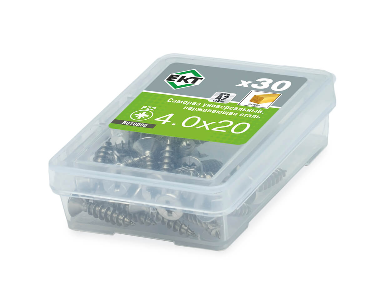 Саморез универсальный 4.0x20, НЕРЖ. СТАЛЬ, ЕКТ (упак/30шт)