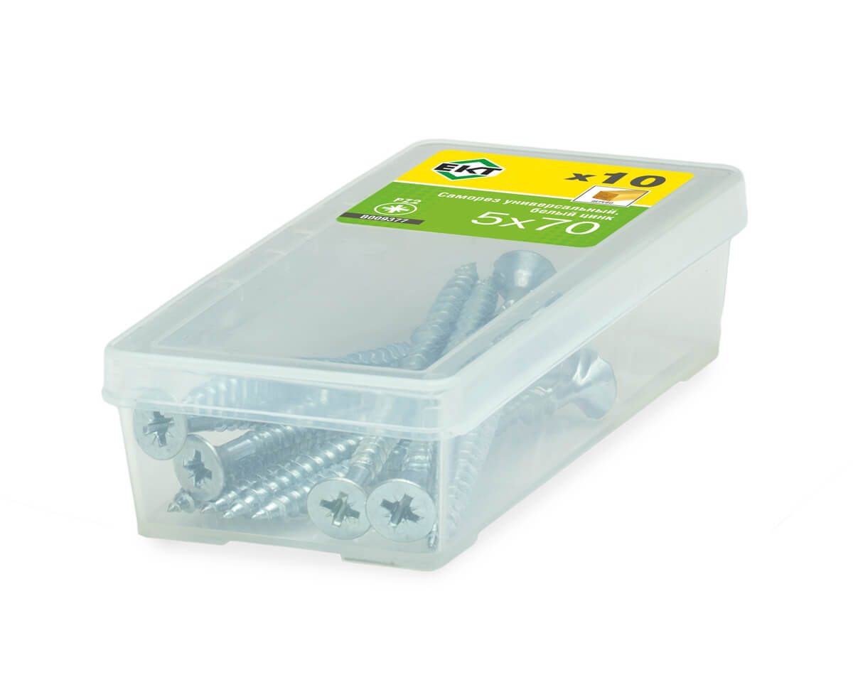 Саморез универсальный 5.0х70, белый цинк (упак/10шт) ЕКТ