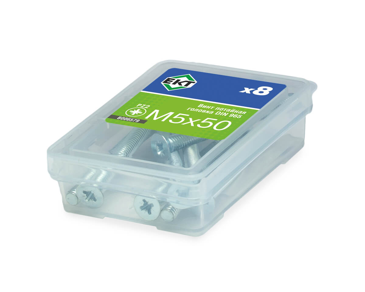 Винт 5х 50 пот. гол. POZI, цинк, DIN 965 (упак/8шт)