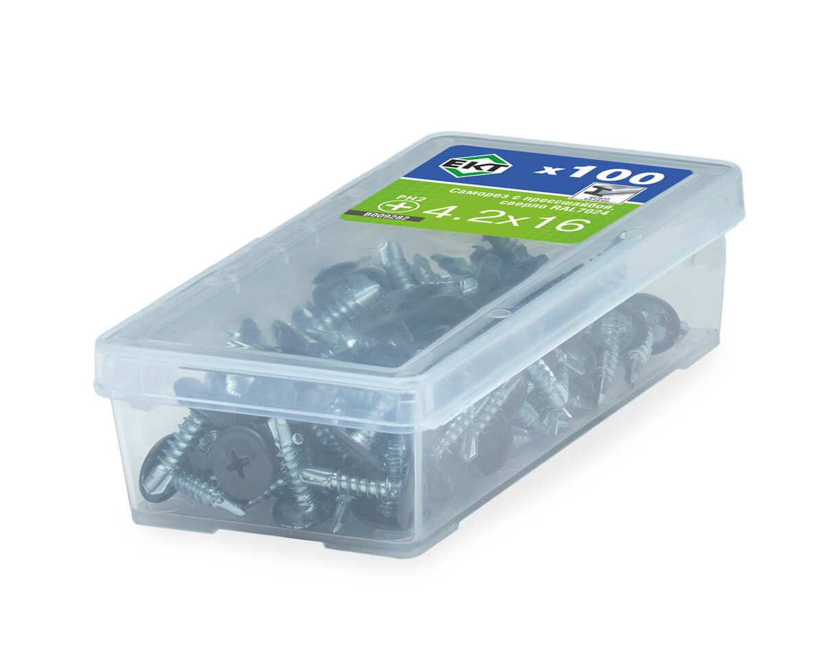 Саморез с п/ш, сверло 4.2х16 RAL7024 (упак/100шт)